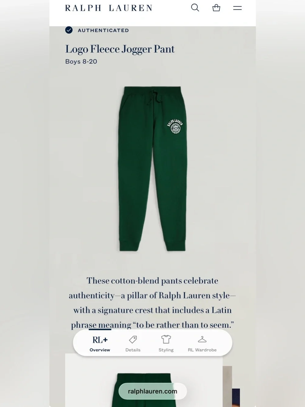 Polo Ralph Lauren Boy’s Knit Polo & Logo Fleece Jogger Pant,Size L(14-16)